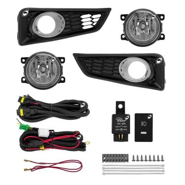 Imagem de Kit Farol de Milha Neblina Honda Novo City 2014 2015 2016 2017 + Moldura Aro Cromo + Kit Lâmpada Super LED 6000K