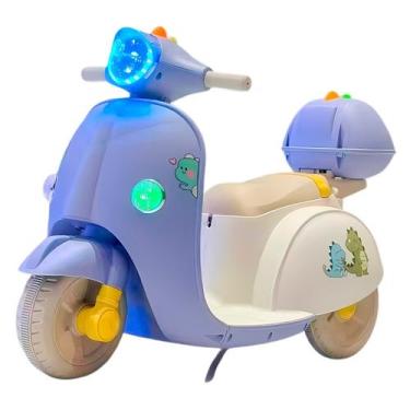 Imagem de Motoca Lambreta Moto Infantil 6V Mini Motinho Elétrica Azul Com Luzes 