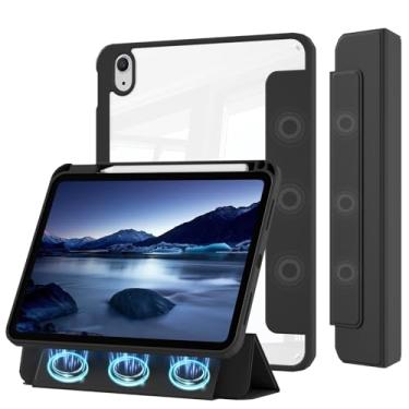 Imagem de KVTVOU Capa para iPad (A16) 11ª/10ª geração (2025/2022, 11/10,9 polegadas) com suporte de lápis, capa magnética destacável fina com três dobras, capa traseira transparente de policarbonato rígido