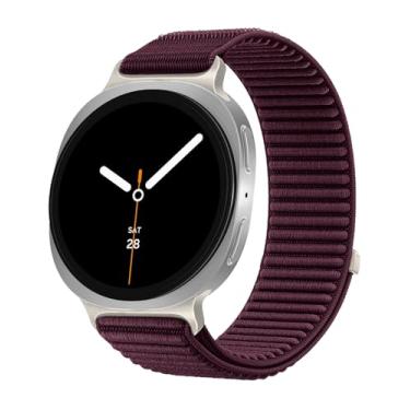 Imagem de Pulseira esportiva de nylon compatível com Samsung Galaxy Watch 8 de 40 mm/44 mm, pulseira de substituição macia ajustável 2025 para Galaxy Watch 8 Classic de 46 mm, mulheres e homens (ameixa)