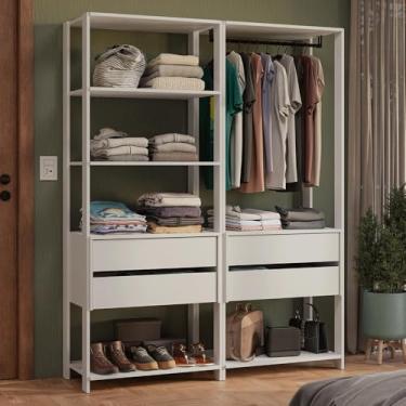 Imagem de Guarda-roupa Closet Modulado 4 Gavetas 140 cm Branco Valencia Madesa