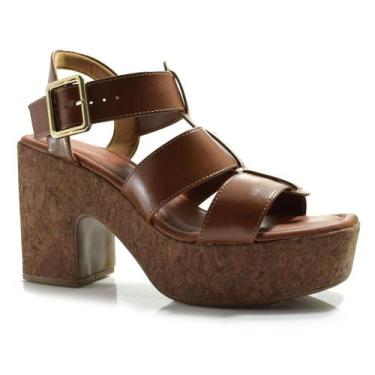 Imagem de Sandália Plataforma Feminina Cazzualen T5119-054, Marrom, 36
