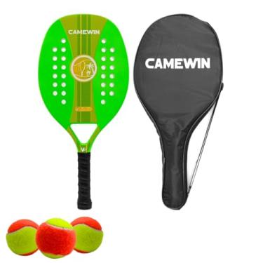 Imagem de Kit Raquete Para Beach Tennis Profissional em Fibra Carbono Com Capa Protetora e 3 Bolinhas de Beach Tennis Para Iniciantes e Profissionais (Verde Claro)