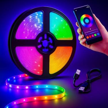 Imagem de Fita de LED Pisca Pisca RGB 5 Metros – 300 LEDs Coloridos, Controle Remoto, Decoração de Quartos, Festas e Ambientes