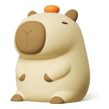Imagem de Luminária LED Capivara de Silicone Recarregável USB‑C RGB ao Toque, Luz Noturna Decorativa Infantil, Abajur Fofo