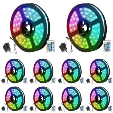 Imagem de Kit 12x Fita De Led RGB 5050 5 Metros Ip65 60 Led/m Com Controle + Fonte