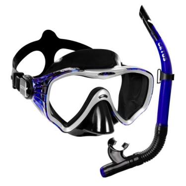 Imagem de Kit de Mergulho Máscara+Respirador Cetus New Parma Pro, Preto, Azul