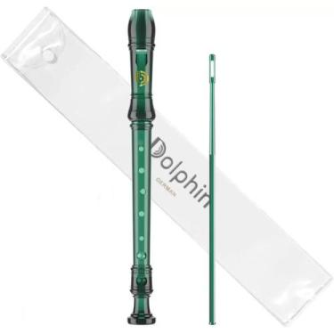 Imagem de Flauta doce germânica soprano dó verde transparente dolphin - KIDZZO