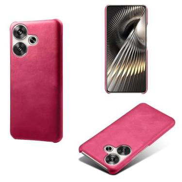 Imagem de Capa para Xiaomi POCO F6 5G,Proteção contra quedas,Casca de volta de cor sólida simples,Design de couro de imitação de plástico-Rose