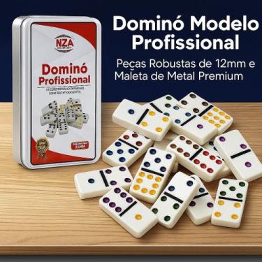 Imagem de Dominó Modelo Profissional 12mm Peças Robustas e Maleta de Metal Premi