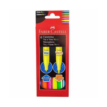 Imagem de Canetinha Hidrografica FABER CASTELL Vai E Vem 6 Cores Neon - Faber-Ca