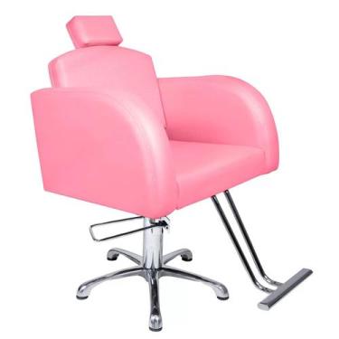 Imagem de Cadeira Hidráulica Destak Fixa Para Salão Estofado Rosa Claro - moveis