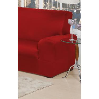 Imagem de jogo de capa de sofa coladinha sem elasticos 2 e 3 lugares vermelha - 