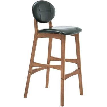 Imagem de Cadeira De Jantar Banqueta De Madeira Cozinha Rústica Pub Apoio Para Os Pés Pu Assento Bancada De Balcão De Cozinha Para Cozinha Pub Café Max. Carga 200kg, Green, Seat height:75cm