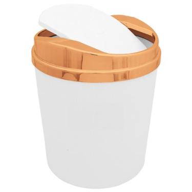 Imagem de Lixeira 5 Litros Com Tampa Rose Gold Basculante Metalizada Banheiro Co