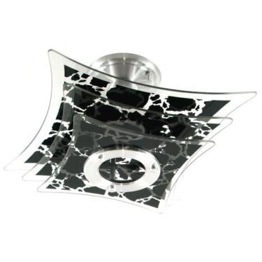 Imagem de Lustre Plafon de Sobrepor de Teto - Estrelado Preto - 3 Vidros - Sala 