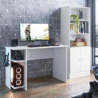 Imagem de Jogo de Quarto Gamer com Mesa para Computador e Estante Livreiro - QMo