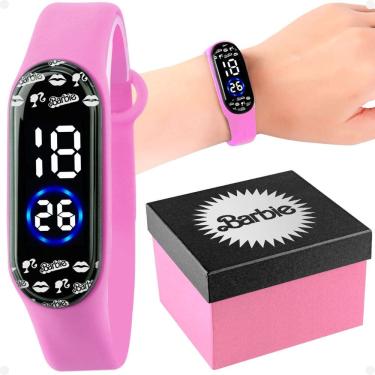 Imagem de relogio infantil digital barbie prova dagua rosa + caixa ajustavel resistente qualidade premium pink