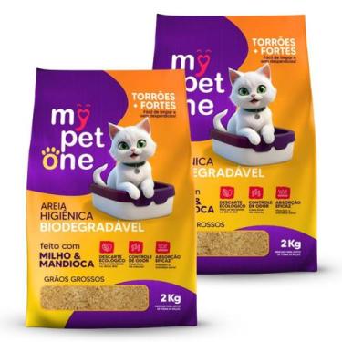 Imagem de Kit 2 Areia Biodegradável Gatos Bio Gold Grossa MyPetOne 4kg