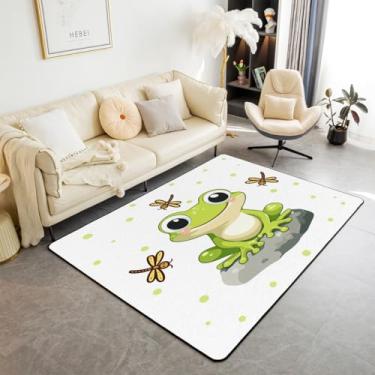 Imagem de Erosebridal Tapete de área de sapo de desenho animado tapete de libélula para crianças meninos meninas adolescentes réptil tema animal tapete para quarto branco cinza pedra padrão tapetes de área não derramamento, 3x5