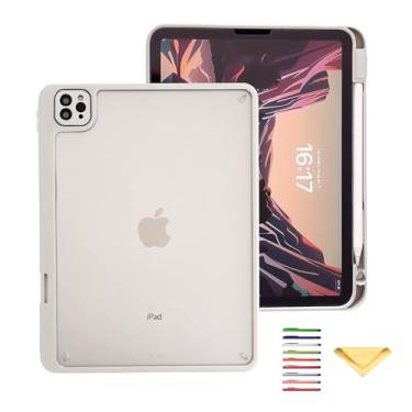 Imagem de UUcovers Capa para iPad Pro de 12,9 polegadas 6ª/5ª/4ª/3ª geração (2022/2021/2020/2018) com suporte para lápis [carregamento de lápis], capa magnética fosca transparente à prova de choque, antiamarela
