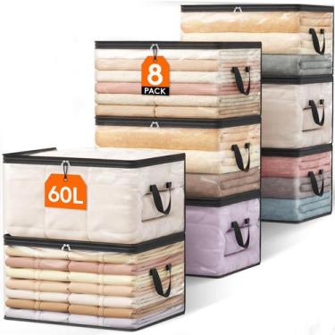 Imagem de Sacos de armazenamento de roupas Lifewit 60L Plastic Clear, pacote com