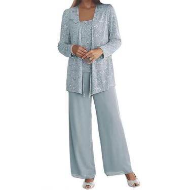 Imagem de Calça adequada para Senunlia Dusty-Blue Chiffon Mother Bride Plus 22