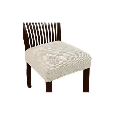 Imagem de Pacote de capas de assento com 6 capas de tecido quadrado creme - Ligh