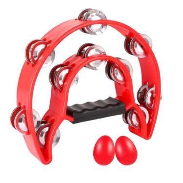 Imagem de Pandeiro EASTROCK Double Row Metal Jingles vermelho com agitadores