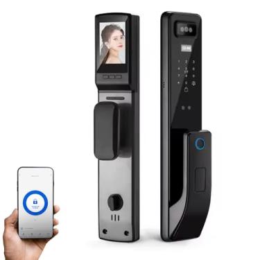 Imagem de Fechadura Tuya Com Reconhecimento Facial App Wifi Nf-e Preto/cinza