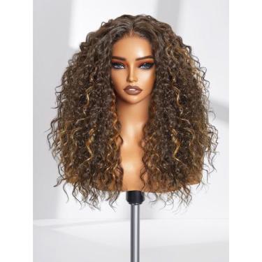 Imagem de Peruca GORGIUS Curly Brown 50cm com destaques em fibra sintética