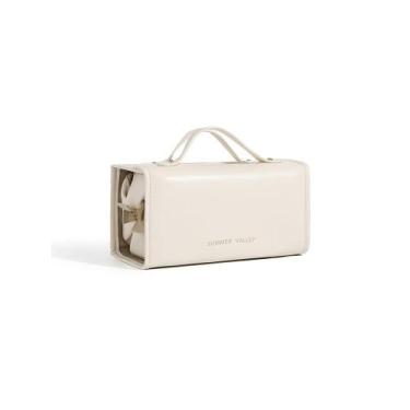 Imagem de Bolsa de maquiagem de viagem YDR 4 em 1 de couro PU enrolável branco/m