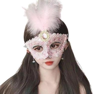 Imagem de Máscara Strass e Pena Festa Show Baile Gala Eventos Feminino Cores M78