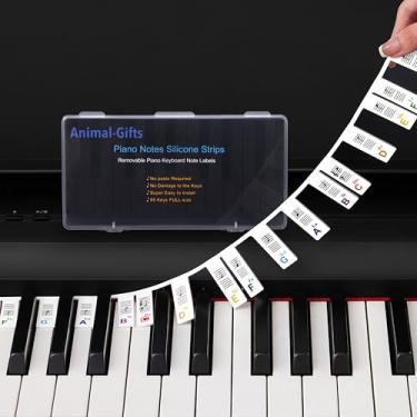 Imagem de Adesivos removíveis de teclado de piano para iniciantes, etiquetas removíveis de notas de teclado de piano acessórios para aprendizagem, 88 teclas 61 teclas tamanho completo feito de silicone, sem