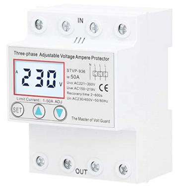 Imagem de FTVOGUE Protetor de Tensão Ajustável LCD 3 Fase LCD Multifuncional Redefinição Automática Estabilizadora de Tensão para o Escritório Em Casa (50a)