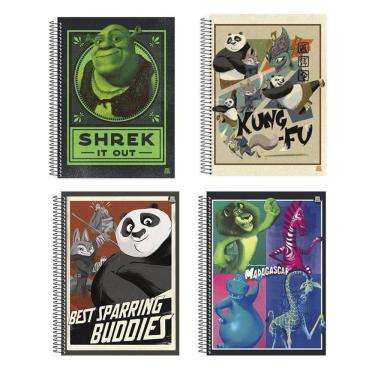 Imagem de Caderno Universitário Dreamworks 10M Shrek Panda Madagascar
