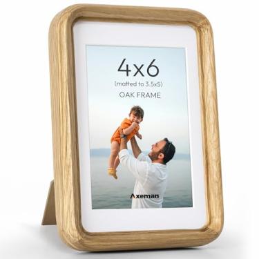 Imagem de Porta-retrato 10 x 15 cm Moldura de madeira maciça de carvalho natural da CA-USA com vidro temperado, moldura de madeira 10 x 15 cm feita à mão com bordas afiadas e cantos arredondados, suporte de