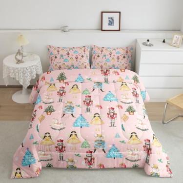 Imagem de Conjunto de edredom decorativo de Natal, solteiro, desenho animado, rato, soldado, guarda real, princesa, pinheiro, floco de neve, presente para crianças, meninos, meninas, 1 fronha, rosa