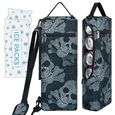 Imagem de Bolsa térmica de golfe mais bolsa de gelo – refrigerador isolado de lado macio comporta 6 latas ou 2 garrafas de vinho - manga de cerveja camuflada cinza cabe discretamente em sacos de golfe - preta