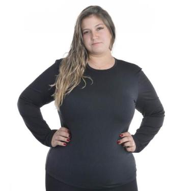 Imagem de Blusa manga longa peluciada plus size feminina dicors, G2, Preto