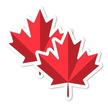 Imagem de Ímã de folha de bordo do Canadá 10,2 cm pacote com 2 bandeiras de folha vermelha - Ímãs de viagem decorativos de vinil forte para geladeira armário cozinha escritório - fofa divertida estética legal