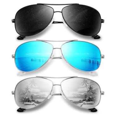 Imagem de KALIYADI Óculos De Sol Polarizados - Masculino Aviador Feminino: Politizados Atualizados Com Proteção Uv Para Dirigir