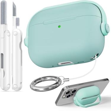 Imagem de Wowwat Capa para Airpods Pro 3, capa com trava de segurança para Apple Airpod Pro 3 (2025) com kit de limpeza, proteção contra quedas Air pods Pro3, capa para homens e mulheres com chaveiro, verde