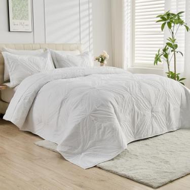 Imagem de Kingnex Colchas King extragrandes 128 x 120 para cama king grande ou cama king king ultra-sônica conjunto de 3 peças inclui 1 colcha extra larga 2 fronhas brancas