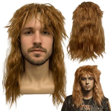 Imagem de Peruca rock heavy metal anos 60 70 ondulada ruiva volumosa