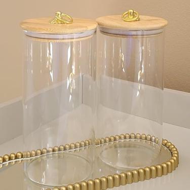 Imagem de Conjunto de 2 porta mantimentos de Vidro hermeticos Redondos com Tampa de Bambu 1100ml