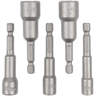 Imagem de Kit 5 Soquetes Canhão Magnético 6 A 13Mm 1/4 Parafusadeira - Eda Profi