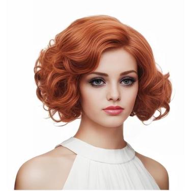 Imagem de Peruca Gerulyss Short Copper Red Wavy Synthetic para mulheres