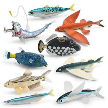 Imagem de Conjunto de brinquedos com figuras realistas de peixes oceânicos, 9 peças para crianças de mais de 3 anos