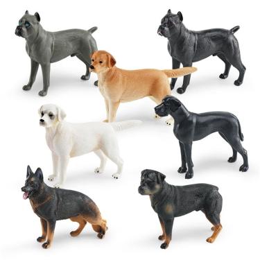 Imagem de Conjunto de estatuetas Realistic Dog, 7 peças de PVC com pastor, Rottweiler